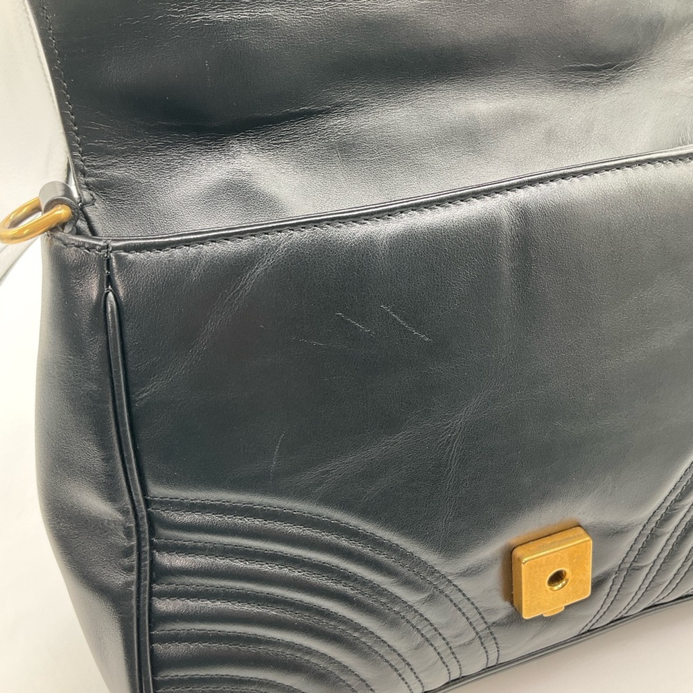 Gucci GG Marmont Matelasse Small Top Handle Black Leather Bag Purse - Picture 13 of 16